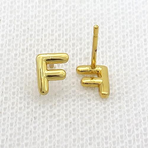 Copper Stud Earring F-Letter Gold Plated