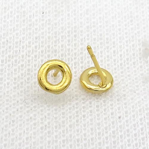 Copper Stud Earring O-Letter Gold Plated