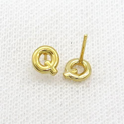 Copper Stud Earring Q-Letter Gold Plated