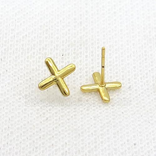 Copper Stud Earring X-Letter Gold Plated