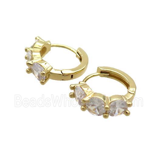 Copper Hoop Earring Pave Zircon Gold Plated
