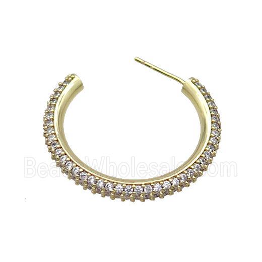 Copper Stud Earring Pave Zircon Gold Plated