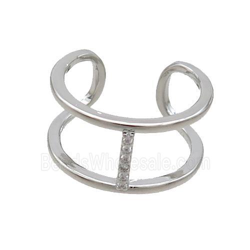 Copper Ring Pave Zircon I-Letter Platinum Plated