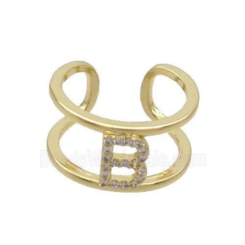 Copper Ring Pave Zircon B-Letter Gold Plated