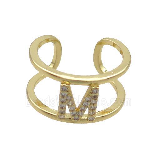Copper Ring Pave Zircon M-Letter Gold Plated