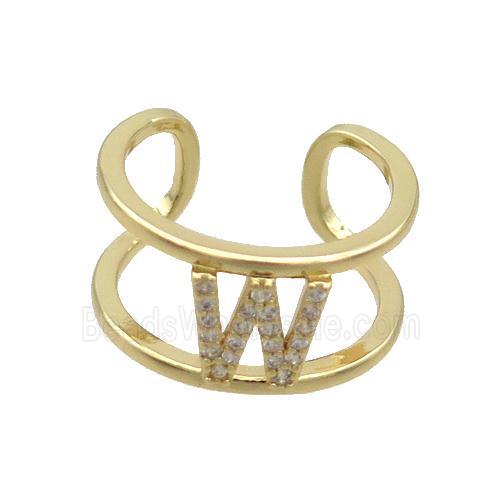 Copper Ring Pave Zircon W-Letter Gold Plated