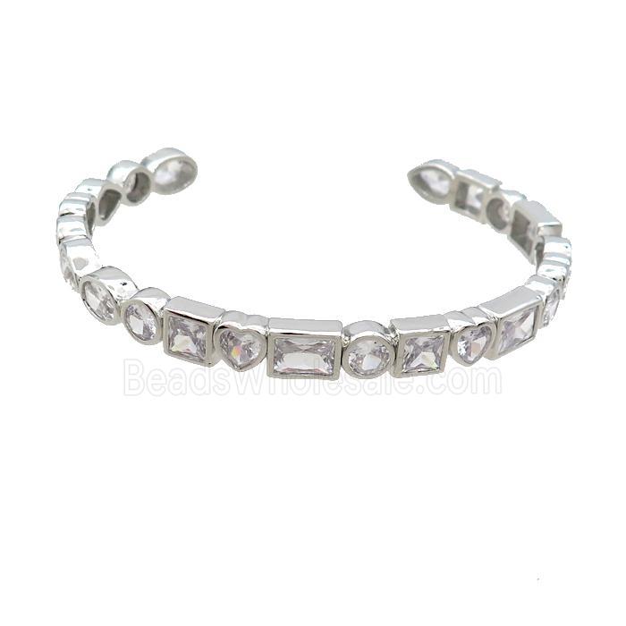 Copper Bangle Pave Zircon Platinum Plated