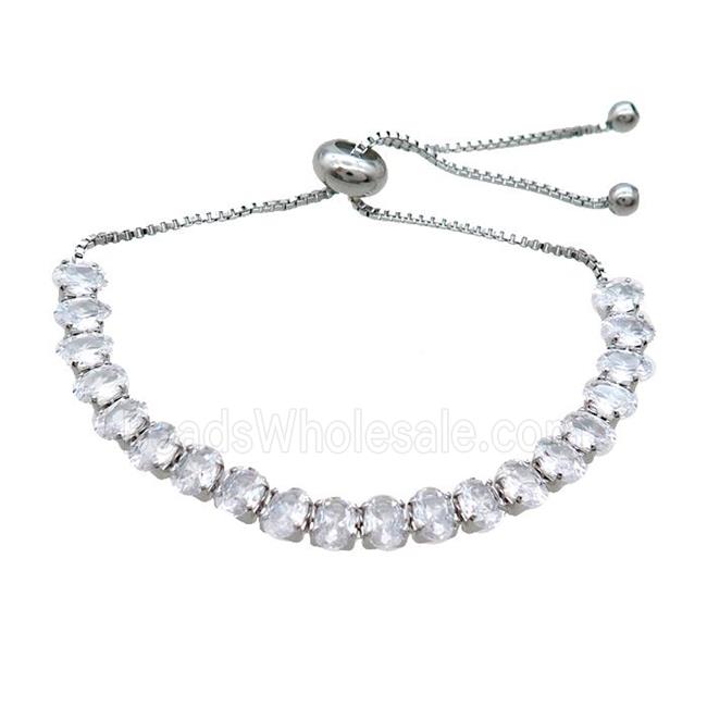 Copper Bracelet Pave Crystal Glass Adjustable Platinum Plated