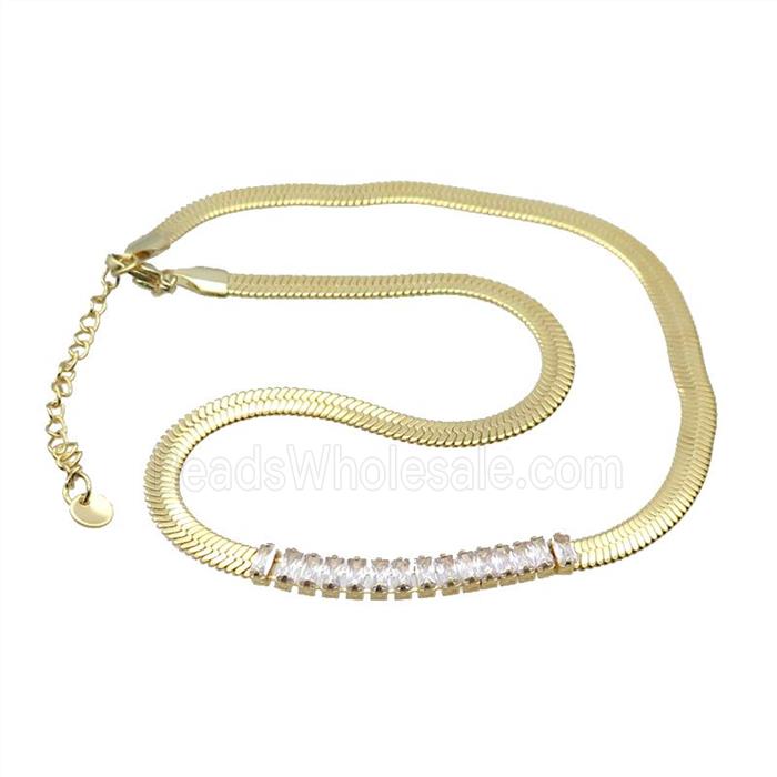 Copper Necklace Pave Crystal Glass Gold Plated
