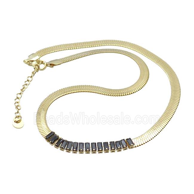 Copper Necklace Pave Black Crystal Glass Gold Plated