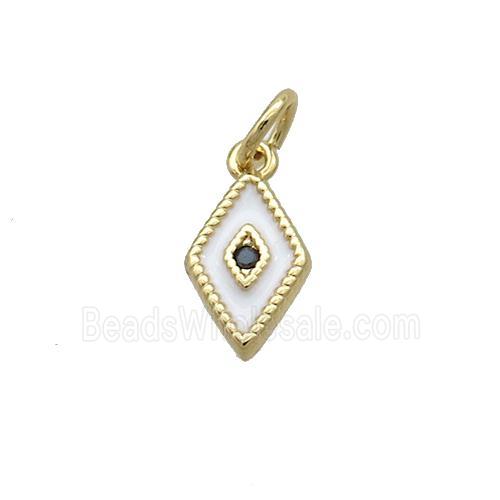 Copper Rhombic Pendant White Enamel Darts Gold Plated