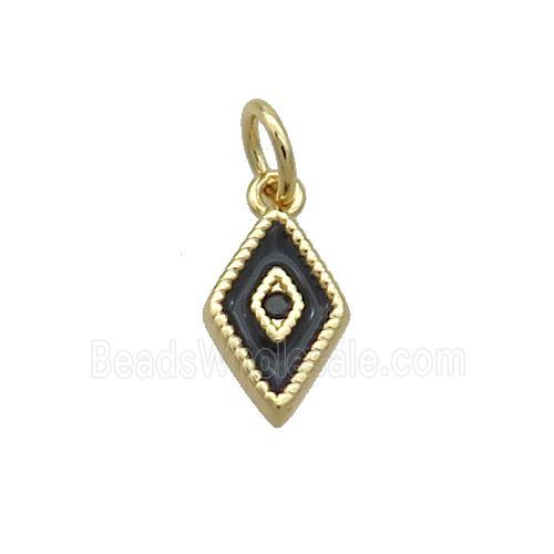 Copper Rhombic Pendant Black Enamel Darts Gold Plated