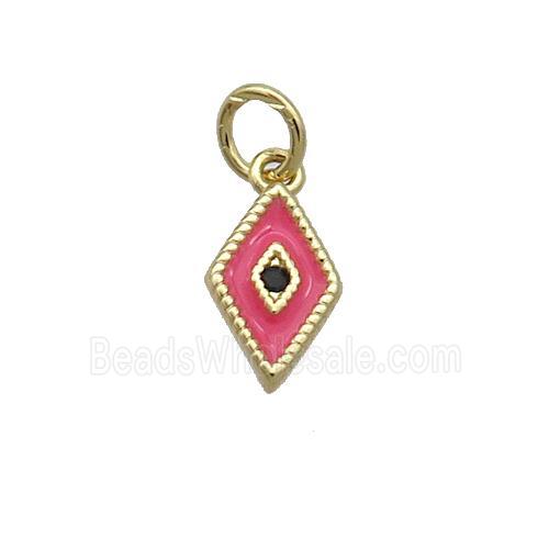 Copper Rhombic Pendant Hotpink Enamel Darts Gold Plated