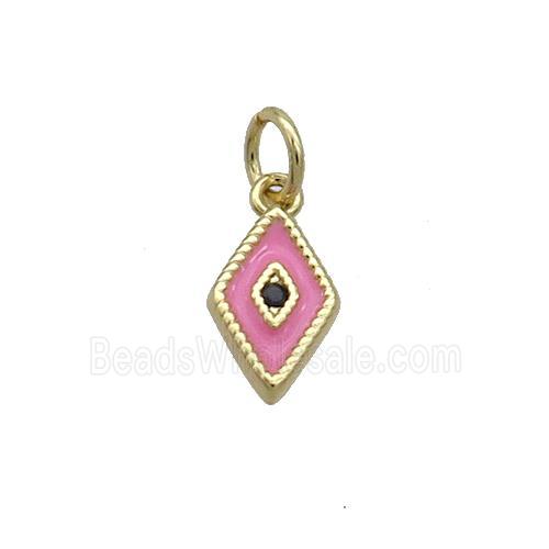 Copper Rhombic Pendant Pink Enamel Darts Gold Plated