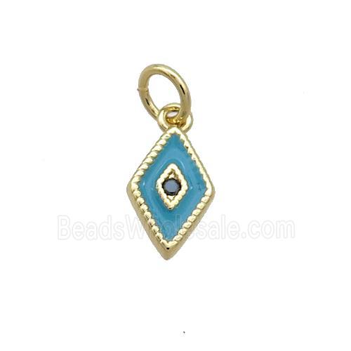 Copper Rhombic Pendant Teal Enamel Darts Gold Plated