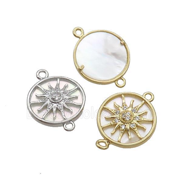 Copper Sun Charms Connector Pave Zircon Shell Backing Mixed