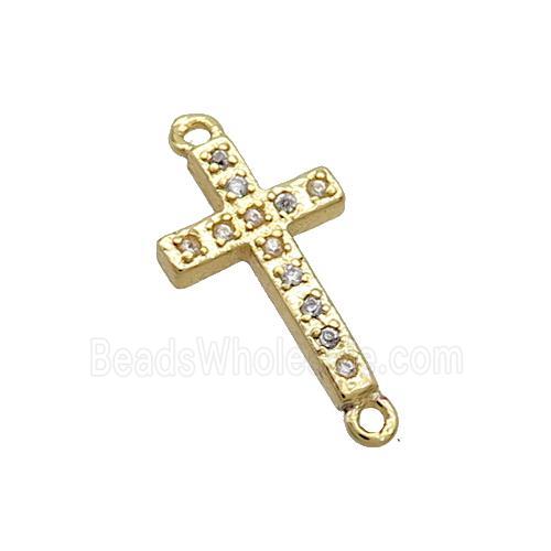 Copper Cross Connector Pave Zircon Gold Plated