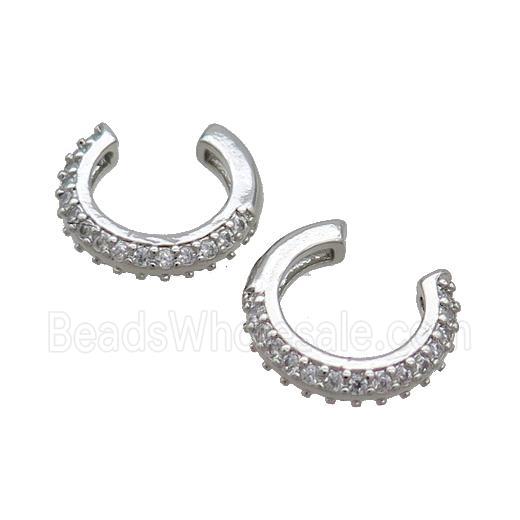 Copper Clip Earring Pave Zircon Platinum Plated