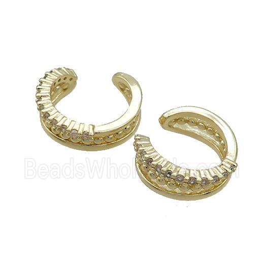 Copper Clip Earring Pave Zircon Gold Plated