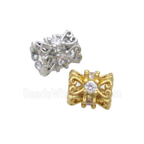 Copper Tube Beads Pave Zircon Mixed