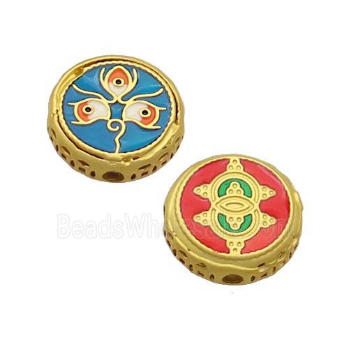 Copper Button Circle Beads Enamel Gold Plated