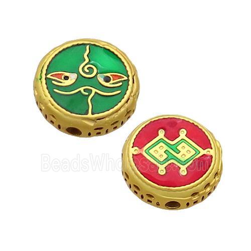 Copper Button Circle Beads Enamel Gold Plated