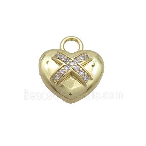 Copper Heart Pendant Pave Zircon Gold Plated