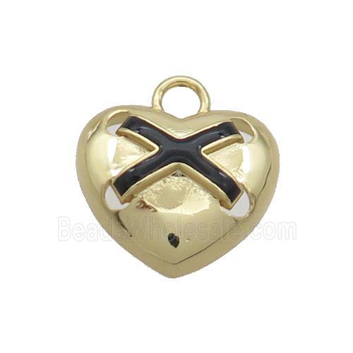 Copper Heart Pendant Black Enamel Gold Plated