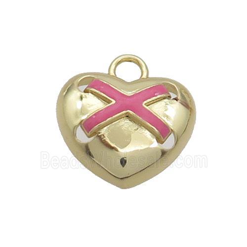 Copper Heart Pendant Pink Enamel Gold Plated