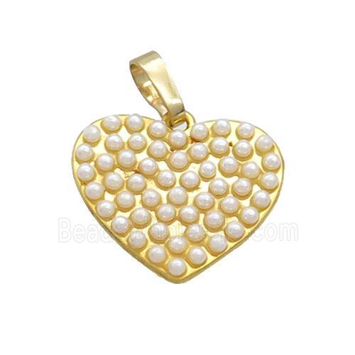 Copper Heart Pendant Pave Pearlized Plastic Gold Plated
