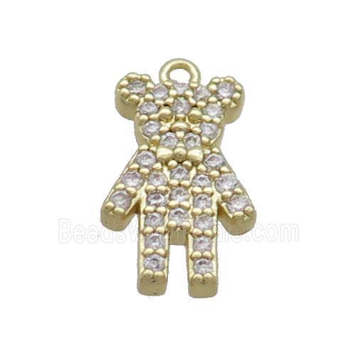 Copper Bear Pendant Pave Zircon Gold Plated