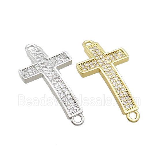 Copper Cross Connector Pave Zircon Mixed