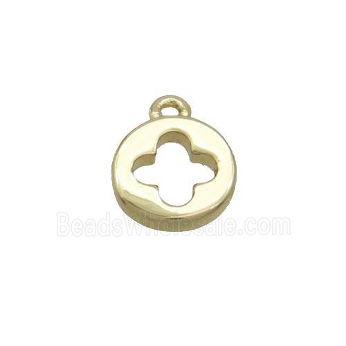 Copper Circle Pendant Cross Gold Plated