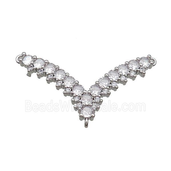 Copper Antlers Pendant Pave Zircon 3loops Platinum Plated