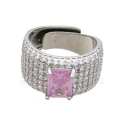 Copper Ring Pave Zircon Adjustable Platinum Plated