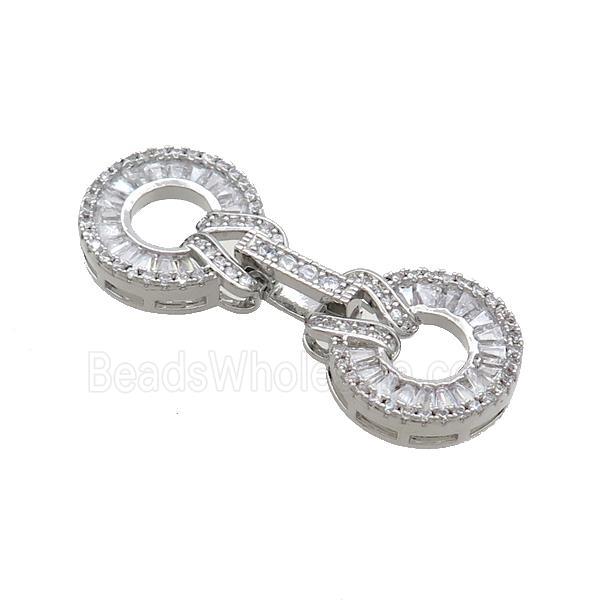Copper Clasp Pave Zircon Platinum Plated