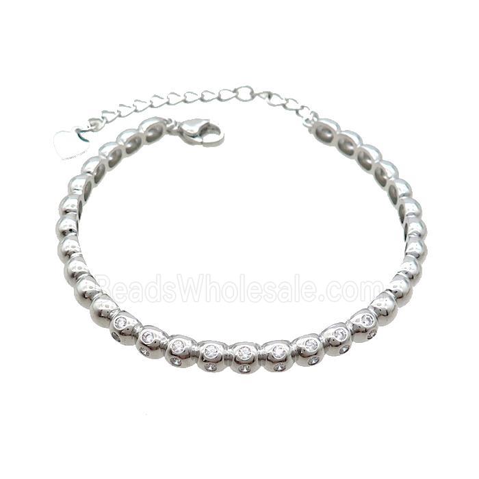Copper Bangle Pave Zircon Platinum Plated