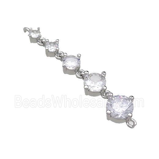 Copper Stick Connector Pave Crystal Glass Platinum Plated