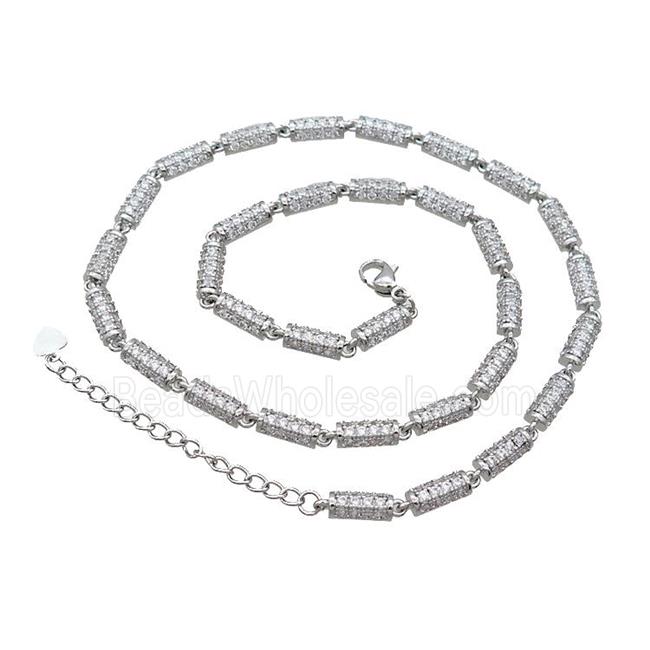Copper Necklace Pave Zircon Platinum Plated