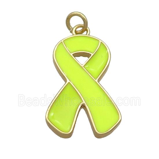 Copper Awareness Ribbon Pendant Yellow Enamel Gold Plated