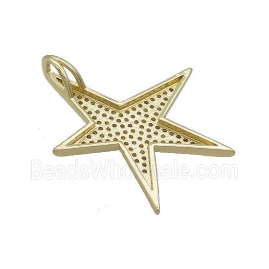 Copper Star Pendant Pave Zircon Gold Plated