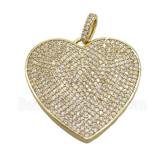 Copper Heart Pendant Pave Zircon Gold Plated