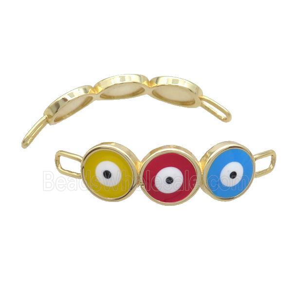 Copper Evil Eye Connector Multicolor Enamel Bending Links Gold Plated