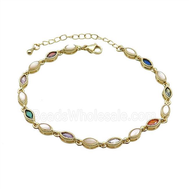 Copper Bracelets Pave Zirocn Multicolor Eye Gold Plated