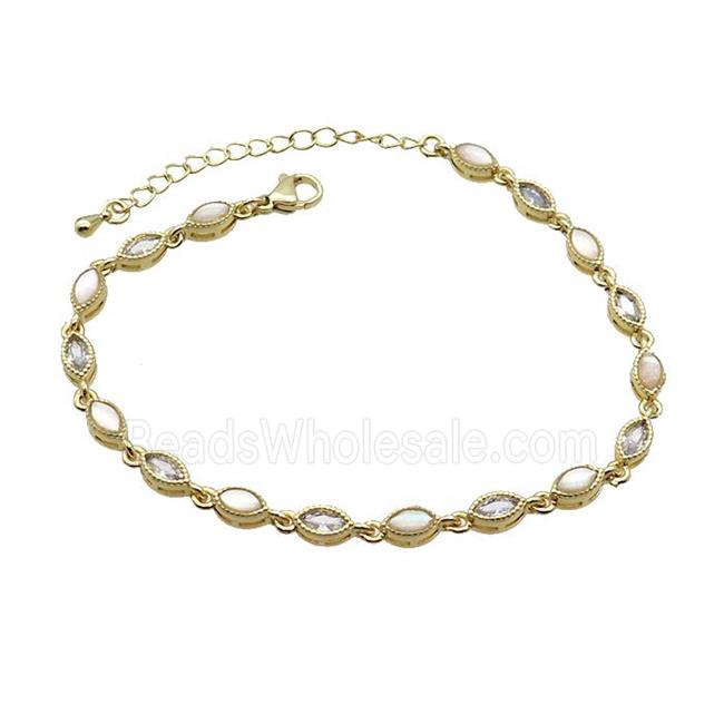 Copper Bracelets Pave Zirocn Eye Gold Plated