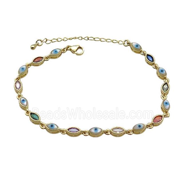Copper Bracelets Pave Multicolor Zirocn Evile Eye Gold Plated