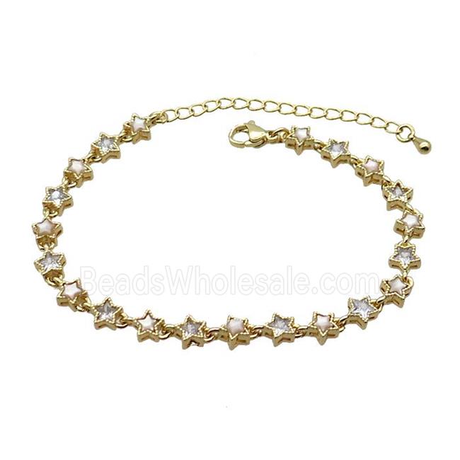 Copper Bracelets Pave Zirocn Star Gold Plated