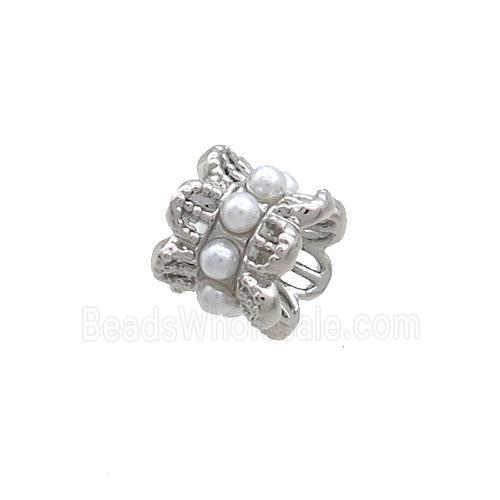 Copper Capbeads Pave Pearlized Plastic Double Platinum Plated