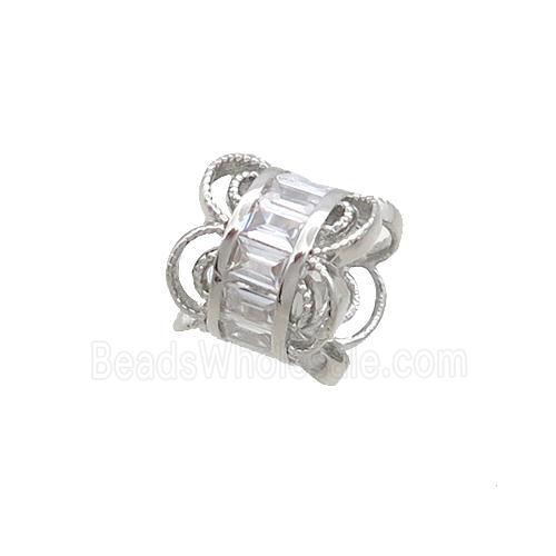Copper Capbeads Pave Zircon Double Platinum Plated