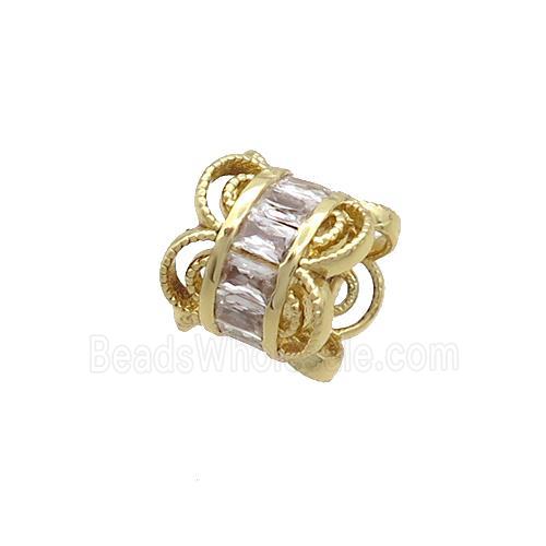 Copper Capbeads Pave Zircon Double Gold Plated